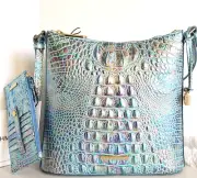 Brahmin Katie Crossbody Wonderland Opalescent Leather Messenger Bag+Wallet NWT