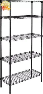 AmazonBasics 5 Shelf Shelving Unit Black Storage Rack Organizer