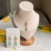 Jewelry Set Chalcedony Mint Sea Green Vintage Bridal Wedding Bridgerton Romantic