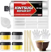 Kintsugi Repair kit 50ml, Food Safe Ceramic Glue for Repairing Bowls, Cups, Saucers, Vases, Pottery Repair Kit Perfect for Beginners Restoring Meaningful Gifts and Art Craft (Gold & Silver)