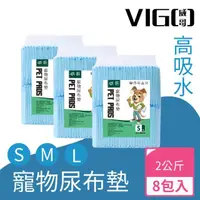 在飛比找momo購物網優惠-【VIGO威哥】寵物尿布墊2公斤超厚款8包入(超厚寵物尿布 