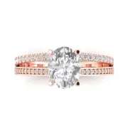 3.12ct Oval split shank Promise Engagement Wedding Ring 14k Rose Gold Designer