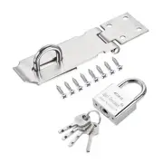 4" Keyed Different Door Latch Hasp Lock with Padlock Screws, Silver