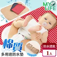 在飛比找momo購物網優惠-【MY LIFE 漫遊生活】嬰兒多用途棉質防水墊(隔水墊/隔