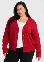 [Taking Shape] Taking Shape Soft Touch Short Cardigan Size 16 in Ribbon RED - Plus Size Women's Clothing Ribbon Red