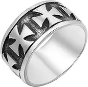 [TYMONT] Stainless Steel Cross Ring Men's Ring Cross Christianity Jesus Christ Lord's Prayer Religious Wedding Ring