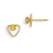 14K Yellow Gold Citrine Birthstone Heart Stud Earrings Madi K Children's Jewelry