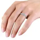 925 Sterling Silver Genuine Moissanite Half Bezel Solitaire Engagement Ring