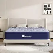 [Avenco] Queen Size Mattress, 10 Inch Hybrid Queen Mattress in a Box for Pressure Relief & Sound Sleep, Individually Wrapped Pocket Coils Innerspring Mattress for Motion Isolation, Medium Firm Mattress