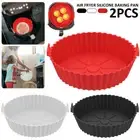 2Pcs Air Fryer Silicone Pot with Handle Reusable Air Fryer Liner Heat Delzz