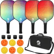 Pickleball Paddles Set of 4, USAPA Approved Carbon Fiber Pickle Ball Paddle (CHS