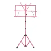 Light Pink Sturdy Folding Sheet Music Stand w Bag Adjustable Tripod Stand