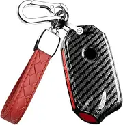 HIBEYO 3/4 Button Key Fob Cover for Kia Stinger k900 2018-2023 Accessories with Keychain Smart Remote Auto Key Case - Red