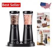 Premium Rechargeable Salt and Pepper Grinder Set - 4.5 oz, One-Touch Operation