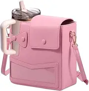 Crossbody Bag for Stanley Cup, Outdoor Portable Crossbody Water Cup Storage Bag Water Bottle Bag Compatible Pretty Crossbody Cup Holder Handbag for Outdoor Use (Pink)