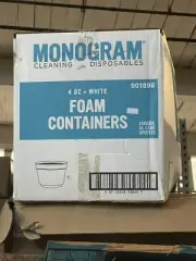 MONOGRAM 4 OZ WHITE FOAM CONTAINERS, 1,000 PC CASE, 901896, NO LIDS, SHIPS FREE