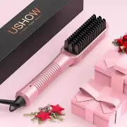 USHOW Hair Straightener Brush Professional Ceramic Ionic Anti-Scald Fast-Heat-up