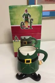 ELF Buddy's Feet 15.5oz Green Ceramic Mug - New - Perfect Christmas Collectible!
