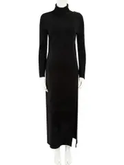 Black Stretch Turtleneck Maxi Dress