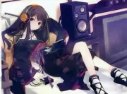 Anime yukata girls kimono headphones original characters Playmat Gaming Mat