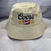 Coors Beer Corduroy Banquet Bucket Hat Cap Beige Golden Colorado New