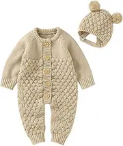 [Generic] Fleece 6 Months Boy Knitted Girl Sweater Baby Jumpsuit Hat Romper Cotton Set Outfits Boys Romper&Jumpsuit Toddler Girl Zip up Hoodie