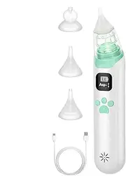Electric Nose Suction For Toddler - Electric Nose Sucker With 3 Soft Silicone Tips - Negative Pressure Anti-Backflow Soothing Music Nose Snot Cleaner