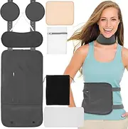 QUWUMGD 7Pcs Waist Neck Oil Pack Set with Chest Pads Washable Reusable Essential Oil Wrap Mess-Free Oil Pack Wrap with Adjustable Elastic Straps Soft Flannel Cloth Oil Pack for Neck Waist Chest