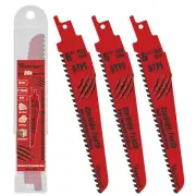 Vearter 3Pcs 150MM 6" Recip Reciprocating 6TPI Saw Blades Set for Wood Cutting