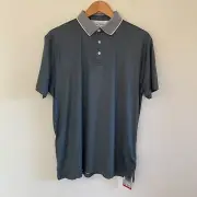 NWT Hickey Freeman Men Sz M Geometric Short Sleeve Golf Polo Multicolor UPF 50+