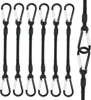 6 Pack Bungee Cords with Carabiner Hooks, 12 Inch Black Heavy Duty Bungee Cords