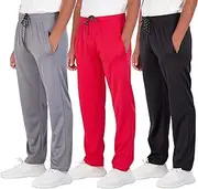 [Real Essentials] 3 Pack: Boys' Mesh Open Bottom Active Sweatpants with Pockets & Drawstring