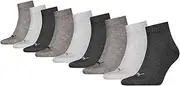 [PUMA] Men's Women's Unisex Quarter Plain Ecom Pack of 9 Black White Grey