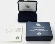 2021 W Proof $1 American Silver Eagle OGP US Mint Box w Original COA - NO COIN