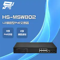 在飛比找PChome24h購物優惠-昇銳 8埠+2 PoE L2網管型供電交換器 交換機