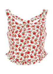 Free People Melanie Floral-print Stretch-cotton Tank top - Ivory - L L