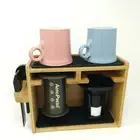 Bamboo Organizing Caddy compatible with AeroPress Coffee Maker- includes storage