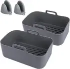 2PCS Air Fryer Silicone Pot for Ninja Foodi Dual DZ201 DZ401, Reusable Air Fr...