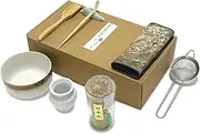 NUFECARG Matcha Tea Set, Japanese Tea Set, Tea Making Kit, Matcha Whisk Kit, Matcha Bowl, Matcha Whisk, Matcha Whisk Holder, Scoop, Sifter, Cloth, Scoop Stand and Tea Spoon (8pcs)