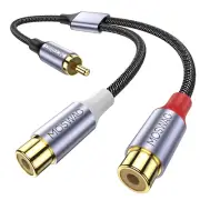 1 Male to 2 Female RCA Splitter, RCA Y Splitter RCA Cable Audio Video Splitter