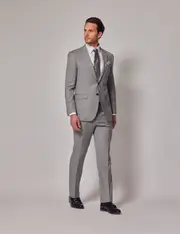 Hawes & Curtis Light Grey Twill Slim Suit Size: One Size