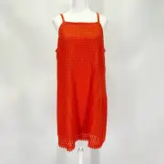 Vero Moda XL Jada Cotton Crochet Mini Dress Sleeveless BOHO Spicy Orange