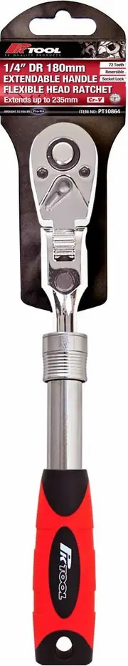 PKTool PT10864 - Ratchet - 1/4" Drive Telescopic Handle Flex Head 72 Teeth
