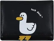 [Amamcy] Girls Cute 3D Duck Tri-folded Wallet Small Wallet Coin Purse Cash Pocket RFID Blocking Card Holder ID Window Purse for Women, Duck-Black, One Size, Minimalist