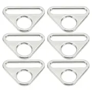 6Pcs 1.26 Inch Triangle Buckle Adjuster D Ring Triangle Buckles Silver White