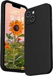 ROUMAYMAY for iPhone 14 Cover, Liquid Silicone Military Shockproof Upgraded [Camera Protection], with Soft Fine Smooth Microfibre Lining Anti-Scratch, Full Body Phone Case for iPhone 14, Black