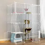 Cat Enclosure, Dog Cages for Small Dogs Indoor, Pet Playpen for Cats, Detachable Extra Large Cat Playpen, Small Animal Cage with Doors(111 * 75 * 146cmA)