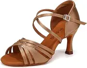 [Uonpie] Standard Dance Shoes Women's Latin 7.5 cm Bachata Tango Dance Shoes Salsa Ballroom
