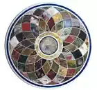 White Marble Side Coffee Table Top Rare Mosaic Inlay Stone Arts Home Decor