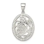 Sterling Silver Cz Rose Pendant